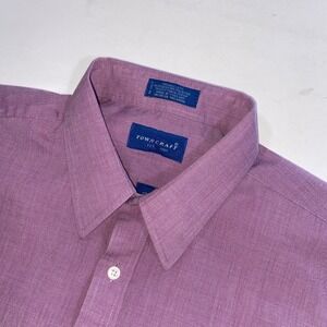 Town Craft Men's Short Sleeve Collared Button‎ Up Shirt Red Purple Size 17